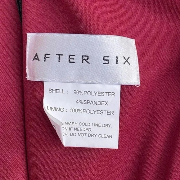 NWT, After Six, Wrap Crepe Column Dress, 3/4 length sleeves, Burgundy, 6814 - Picture 7 of 8